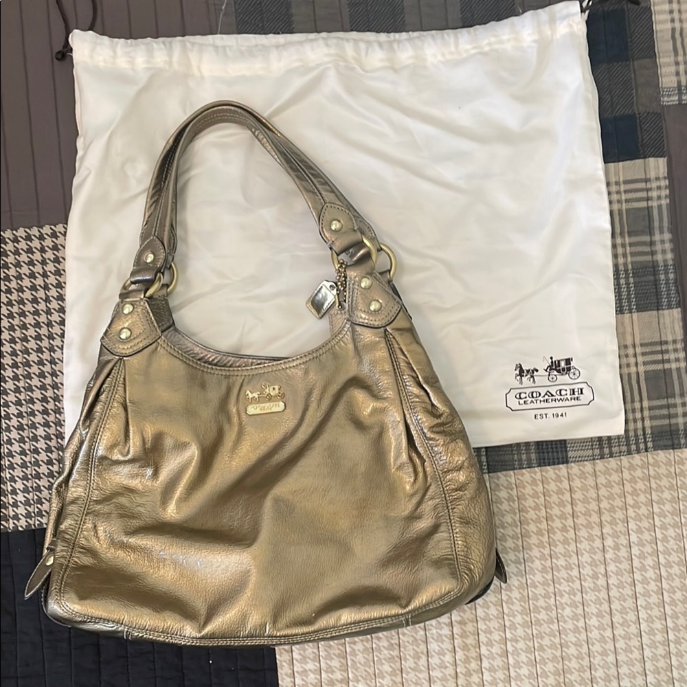 Coach Gold Shoulder Bag with Elegant Metallic Finish